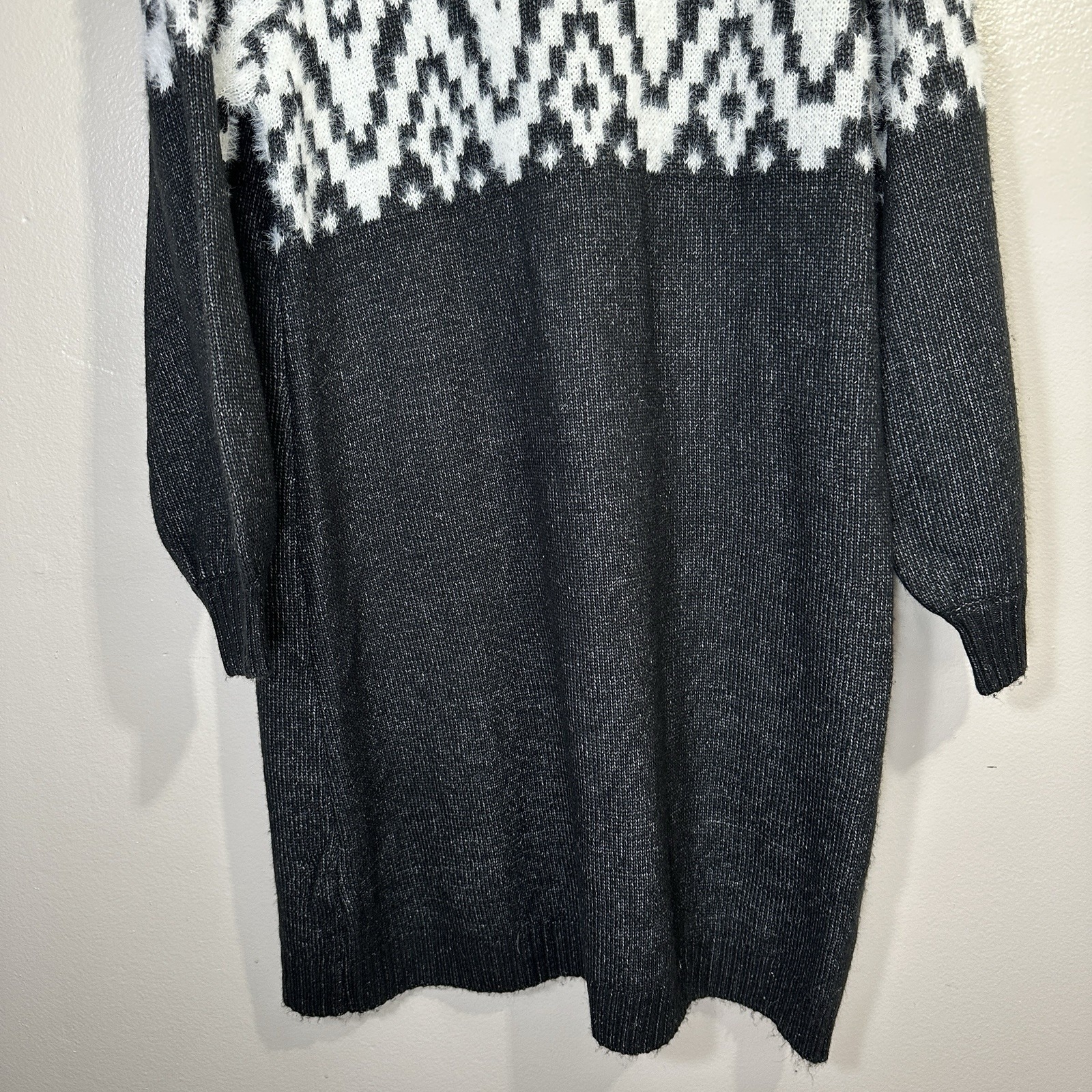 Nwt Maurice's Women's Xl Fair Isle Sweater Dress Black Fuzzy — image 5 of 8